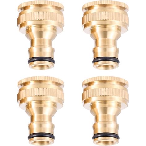 4er-Pack Gartenschlauch-Schnellverbinder, 3/4 Zoll und 1/2 Zoll, 2-in-1-Messing-Wasserhahnanschluss, Wasserhahnadapter mit Standardgewinde (1/5)