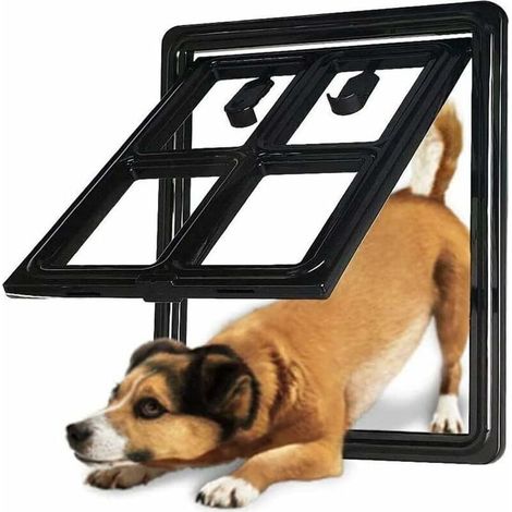 Porte pour animaux de compagnie avec chatière – Couleur noir – Installation facile – Convient aux chiens et chats de petite taille (1/4)