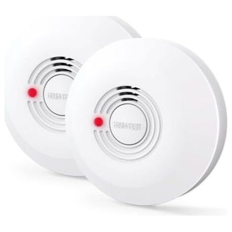 Détecteur de fumée avec autonomie de 10 ans, alarme incendie pour usage domestique, indicateur LED, grand bouton test/silence (1/5)