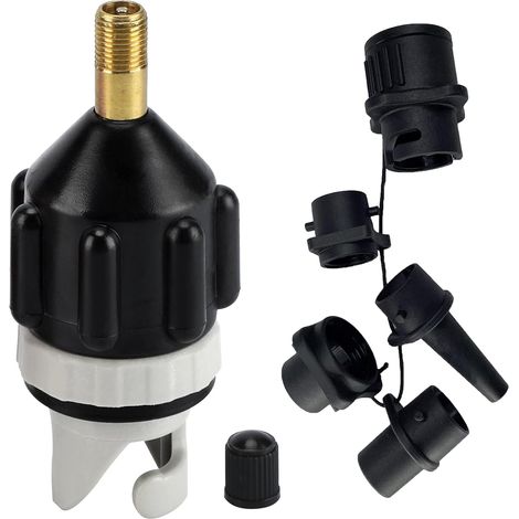 Paddle Inflator Adapter, Kayak Adapter, Sup Pump Adapter with 4 Air Valve Nozzles Tip for Paddleboard, Inflatable Boat (1/5)