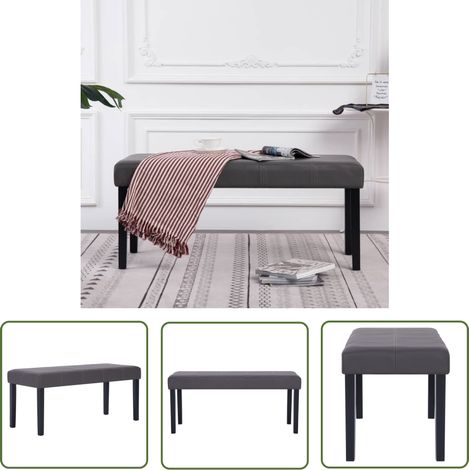 281309 The Living Store Bench 106 cm Grey Faux Leather - Banc En Cuir Artificiel - Banc Coffre - Banc Salon - Meuble D'entrée - Rangement Intérieur (1/5)