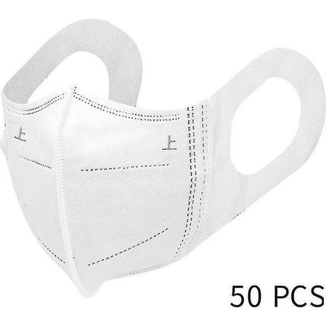 Masque anti-poussière 3D blanc 50 pièces, masque anti-poussière jetable, protection à trois couches, adulte respirant (unisexe)