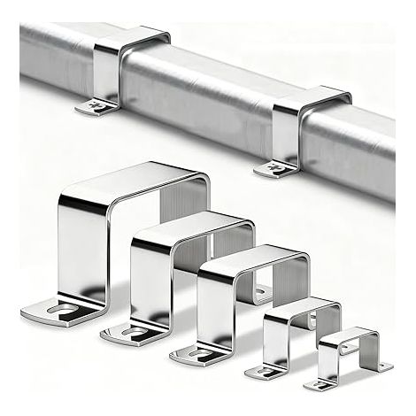 8 Pièces Colliers De Serrage Carrés 50x50 mm Supports de Connecteur en Forme de U Collier Serrage Carre en Acier Inoxydable 304 Support carré en U pour Portes Fenêtres Tubes Carrés Rampes (1/5)