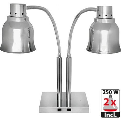 Abat-jour argent avec 2 ampoules- Caterchef star