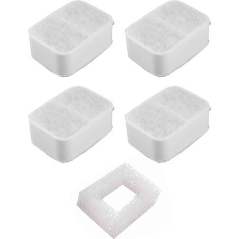 Filtre de Remplacement pour Source d'eau pour Animaux de Compagnie Wakects, Filtre pour Source d'eau, Filtre en Mousse, 4 PièCes de Charbon Actif en Coton de (1/5)