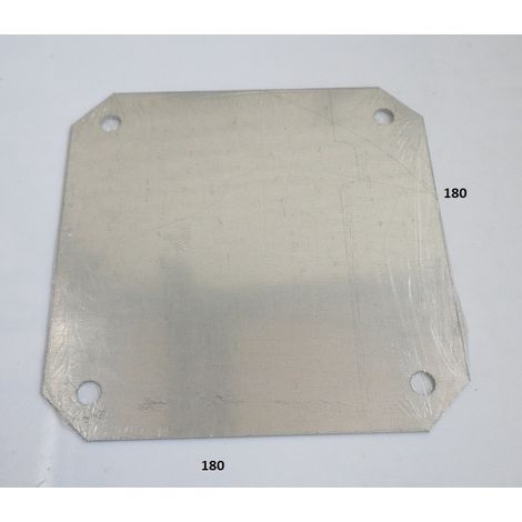 Platine métallique pleine 180x180mm acier galva pour boite soudée carrée ou coffret industriel 200x200mm