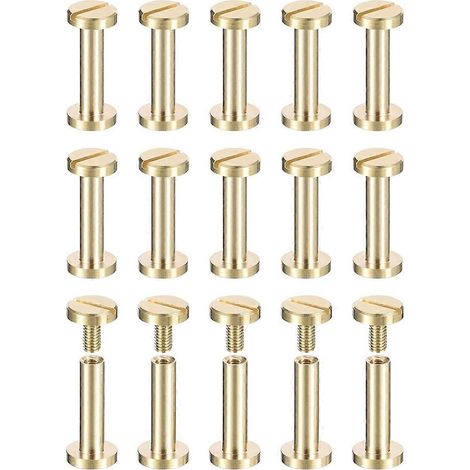 Lot de 30 vis Chicago en laiton, vis à tête plate 15 x 8 mm (1/5)