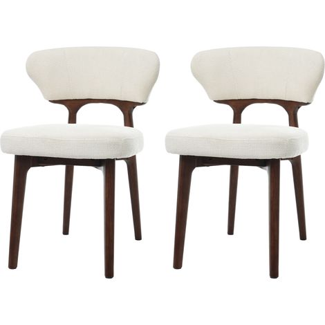 CAIziLot de 2 chaises en chenille beige clair avec structure en bois massif (1/5)