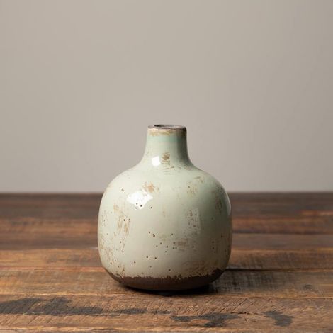 Vase céramique vert-de-gris 13cmx9cm (1/2)