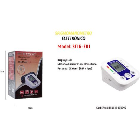 MaxTech - Misuratore Pressione Arteriosa Sfigmomanometro Portatile Display Maxtech Sfig-e01 -