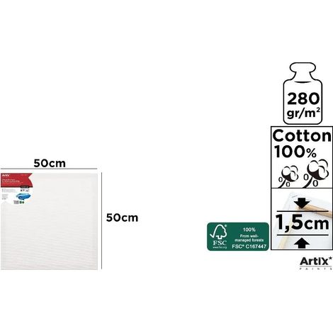 Lienzo de 50x50x1,5 cm y 280 g/m².