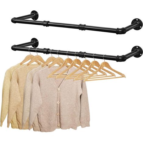 Kleiderstangen Industrierohr 2er Set Wandmontage abnehmbar 104 cm (1/5)