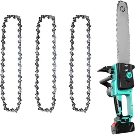 Lot de 3 6 pouces Tronconneuse Chaine, Mini Chaînes de Tronçonneuse, Pas de la Chaîne 1/4" Tronçonneuse Chaîne électrique Portable, 6 pouces chaînes de scie à chaîne, 37 Maillons d'Entraînement (3) (1/5)