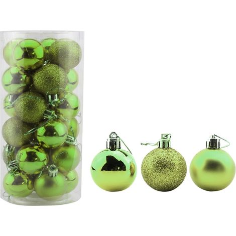 Boule De Noël - 4 cm - En Plastique Incassable - Finition Brillante Mate Ou Pailletée - Pour Arbre De Noël Tableau Ou Décoration Événementielle - Lot De 24 (1/5)