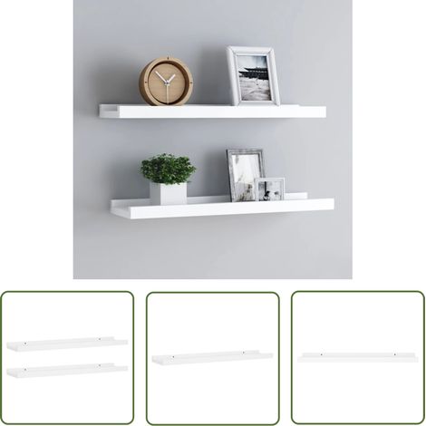 INLIFE Étagères à rebord pour cadre photo 2 pcs Blanc 60x9x3 cm MDF (1/5)