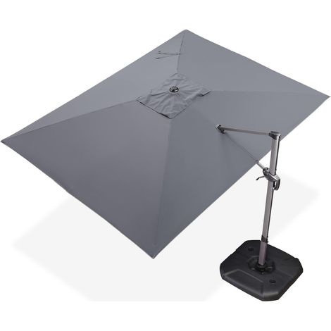 Parasol carré à Double Couche Terrasse Parasol Déporté Suspendu Parasol Marché Extérieur Jardin Gris (1/5)