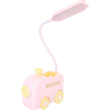 Lampe de chevet LED Mini Train, protection des yeux, lampe de lecture rechargeable USB avec porte-stylo pour enfants, rose (1/5)