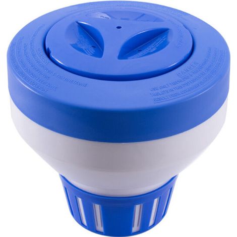 Distributeur de chlore flottant, flotteur de chlore/brome pour piscine et spa, chlorateur flottant grande capacité de 18 cm et support de brome pour feuille chimique de 7,6 cm (pliable) (1/5)