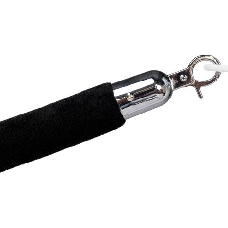 Cordon de séparation pour potelet de tapis rouge - Velours noir - Fermeture Chromée