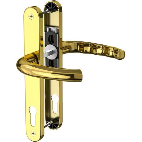Black UPVC Aluminum Door Handle 92mm PZ (Centers), Back Plate 243mm, Screw 210mm, Replacement PVC