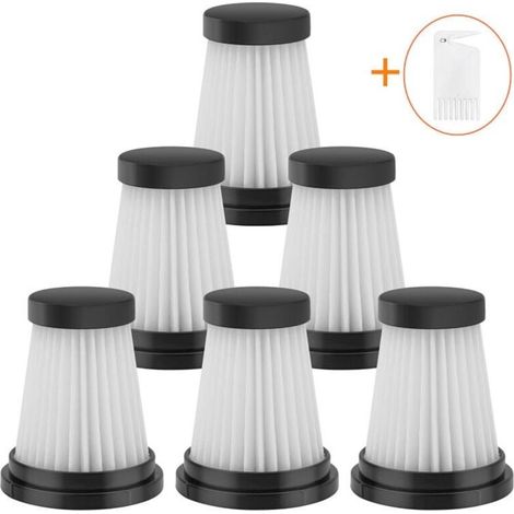 Paquete de 6 filtros de repuesto para aspiradoras inalámbricas Moosoo K12, K12 Pro, K13, Genius Invictus One 1.0, X7/2.0 y Foxnovo 13KPA. Accesorios para aspiradoras de mano.