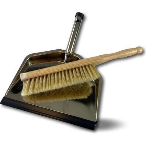 Kit brosse balayette et pelle inox Ensemble de ménage de luxe - Quantité x 1 - Avec balayette droite (1/5)