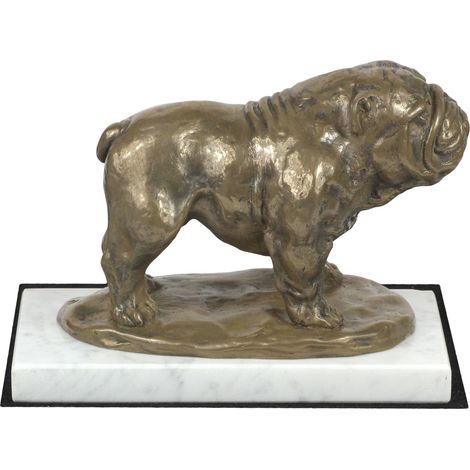 Bulldog I - statuette de chien, figurine en marbre blanc, trophée pour une exposition canine par Art-Dog (1/5)