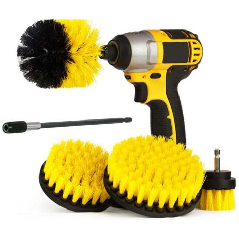 QORVA-5 Pièces Brosse de Nettoyage Perceuse Électrique - Épurateur électrique pour Brosse de Nettoyage pour le Nettoyage de Salles de Bains, Dalles de Piscine, Briques, Céramique (Perceuse Non Incluse (1/4)