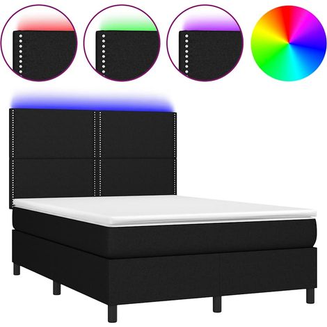 Maison Exclusive - Letto a Molle con Materasso e LED Nero 140x190 cm in Tessuto (1/5)