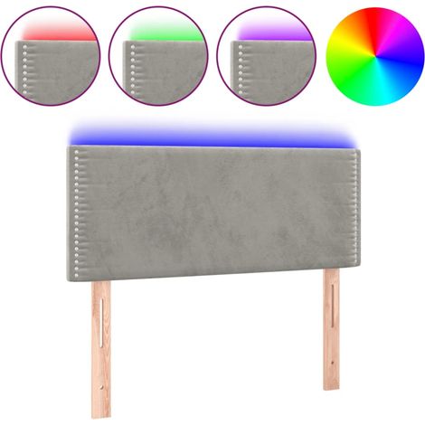 Tête de Lit - Armoire de Tête de Lit à LED Gris clair 80x5x78/88 cm Velours fr19939 (1/5)