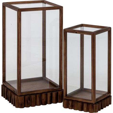 Lot de 2 Vitrines Déco en Bois "Sylvain" 66cm Marron (1/2)