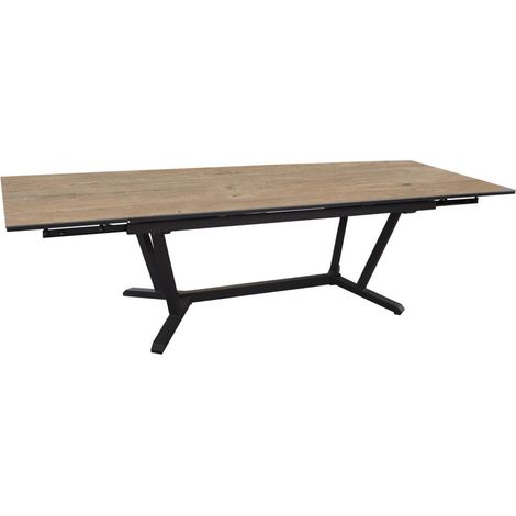 PROLOISIRS Table de jardin Vita graphite/lenk en Aluminium 180/230/280 x100 cm - plateau Kedra