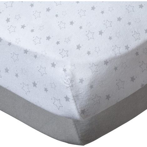 Set mit 2 Spannbettlaken 70x140x17cm, Baumwolljersey, grau, Stern, Babymatratze (1/5)