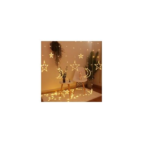 Luci natalizie a LED - Lampadario a LED con stelle e luna con telecomando, 8 modalità, timer di 6 ore, impermeabile, compatibile con luci a stringa per finestre, adatto per decorazioni - Crezuo