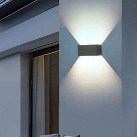 Trade Shop - Lámpara Led Lámpara 24w Desde El Exterior Montado En La Pared Ip65 Es30 -      Grey