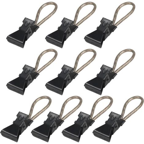 Lot de 10 pinces à serviette en métal robuste avec anneau de suspension portable pour cuisine. salle de bain et usage quotidien (1/4)