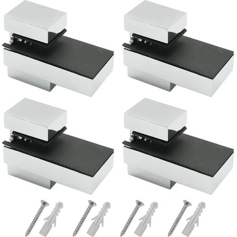 Soportes para estantes, 4 piezas, soportes para estantes de vidrio, soportes para estantes de pared, con tornillos, soportes ajustables de aleación de zinc para estantes de vidrio, grosor ajustable de (1/5)