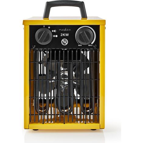Nedis Termoventilatore industriale Stufa elettrica 1000/2000 W Termostato regolabile 2 livelli di calore Termoventilatore giallo H 31 cm (1/5)