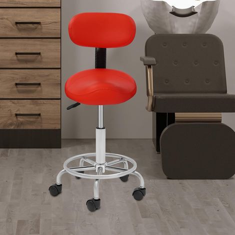 Sattelstuhl Drehstuhl Saddle Hocker mit Rückenlehne für Büro Ergonomischer Stuhl mit Verstellbarer Höhe und Neigung 360° Drehbar für Home Office und Spa (Rot) (1/5)