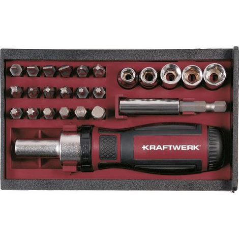Kraftwerk Boîte de bits de tournevis à cliquet 1/4", 25 pièces (1/3)
