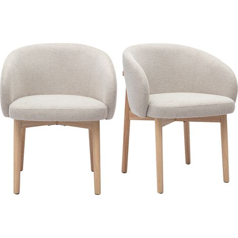 Sedie in tessuto effetto velluto testurizzato beige e legno chiaro (confezione da 2) TORVI