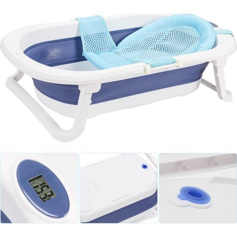 SWANEW Vasca da bagno pieghevole per bambini 83 cm vasca da bagno antiscivolo per bambini, blu (1/5)
