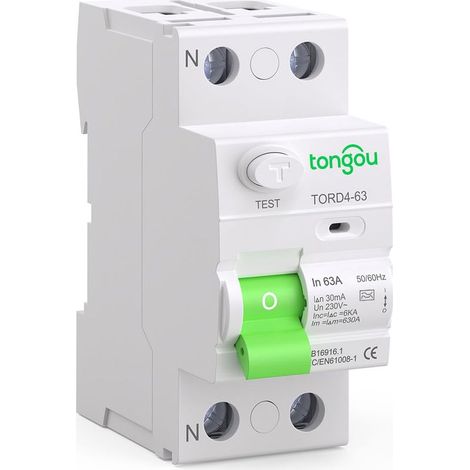 Disjoncteur Différentiel 30mA 63A Type A 230V 1P+N - Convient aux Maisons Familiales, aux Petits Bâtiments Commerciaux et à d'autres Scénarios (1/5)