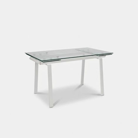 Ausziehbarer Esstisch aus gehärtetem Glas 140/200x80 Jackson - Weiß (1/3)