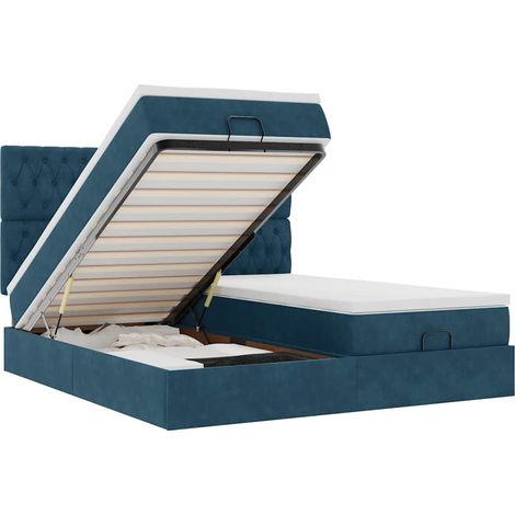 Maison Exclusive - Pouf Letto con Materassi e LED Blu Scuro 200x200cm Velluto (1/5)
