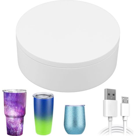 Présentoir tournant électrique blanc, supportant une charge de 3 kg, rotation automatique, modèle avec télécommande intégrée - diamètre 13 cm (1/5)