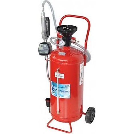 808/555-C - DISTRIBUTORE x OLIO 24LT PNEUMATICO + CONTALITRI - POMPA CON RUOTE BONEZZI ITALY