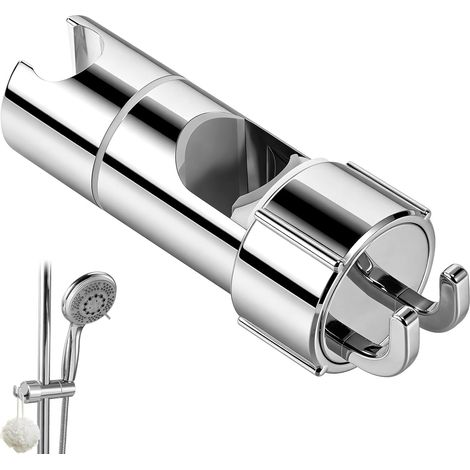 Support de pommeau de douche réglable, support universel sans perçage, support de remplacement pour rail coulissant 18-25 mm avec double crochet, support pour (1/5)