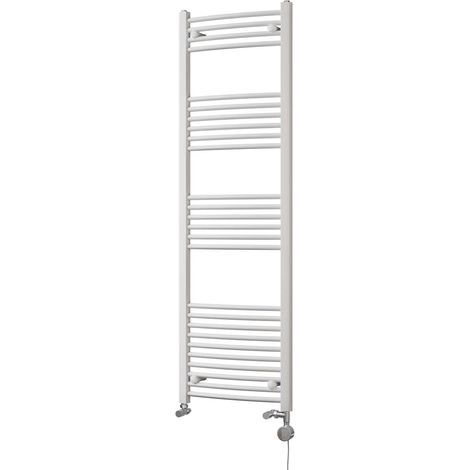 Zennor - White Dual Fuel Towel Rail H1600mm x W500mm Thermostatic - Curved (1/3)