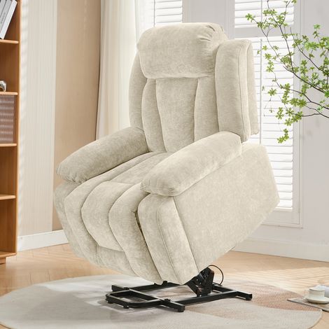 Fauteuil relax électrique massage tissu beige OKMYHOME (1/5)